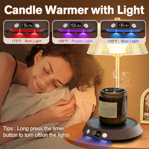 Kepwam Coffee Mug Warmer - 55W Electric Coffee Warmer for Desk 3 Temp Settings & 2-9 Timer Smart Cup Warmer for Desk Candle Warmer Plate with LED Lights Beverage Tea Milk Warmer for Home & Office - Thumbnail 3