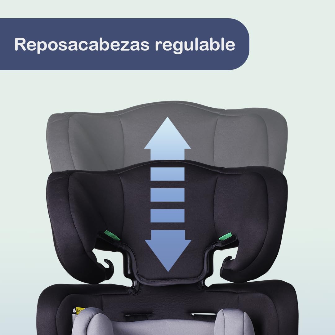 Toral Alzador Coche Niño - Silla Coche Grupo 1 2 3 i-Size - Desde 76-150 cm - Silla Coche Bebe - Elevador coche niño y niña - Silla bebe coche Modelo Gris