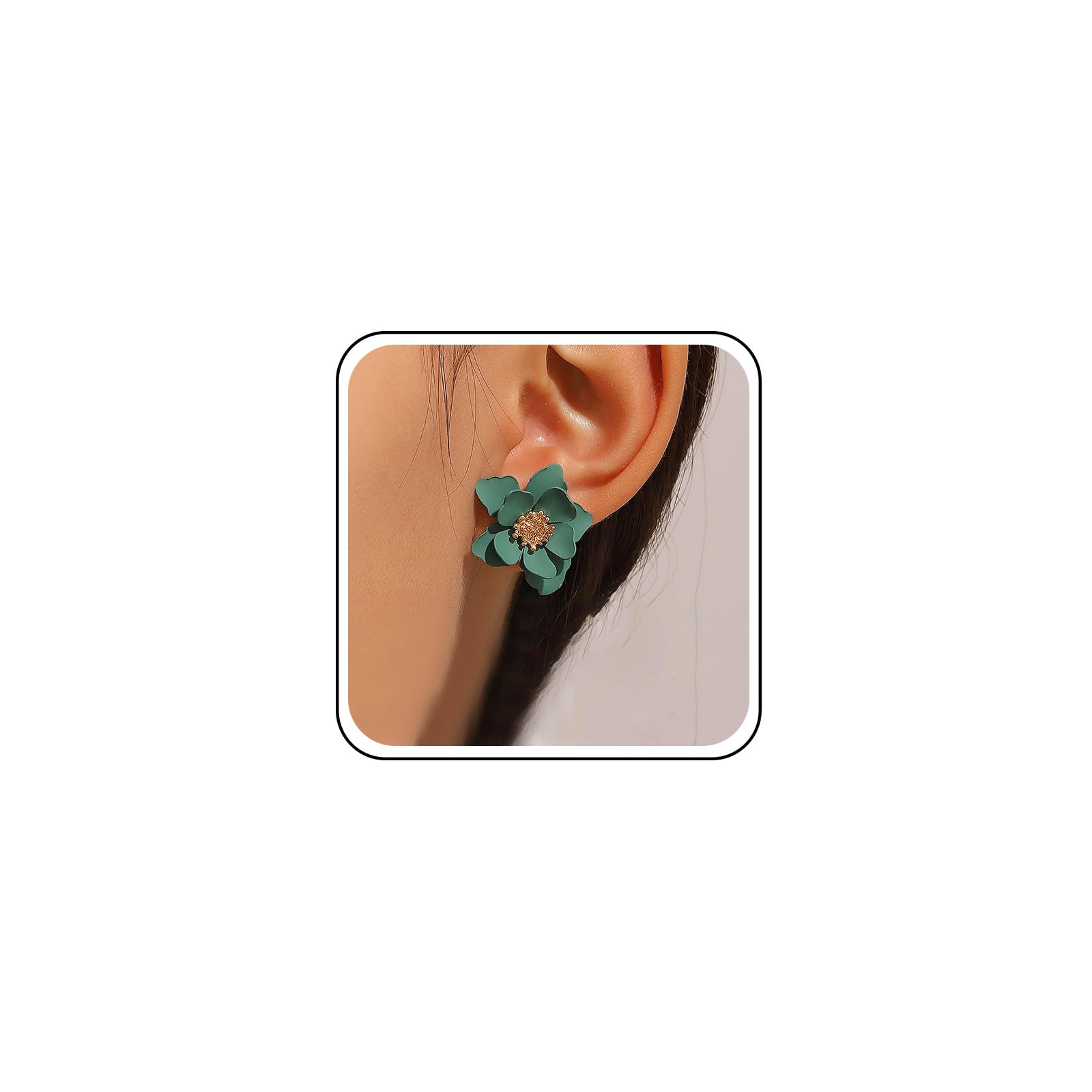 TseenYi Flor De Acrilico Pendientes Pendientes Boho Flor Verde Vintage Flor En Capas Pendientes De Acrilico Flor De Novia Boda Pendientes Pendientes Joyeria Para Mujeres Y Niñas Regalos