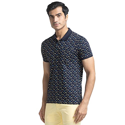 Image of Parx Regular Fit Dark Blue T-Shirt for Men