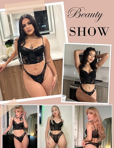 Avidlove Sexy Lingerie for Women 2 Piece Lace Bodydoll Lingerie Set with Underwired Bra and Panty Sets4