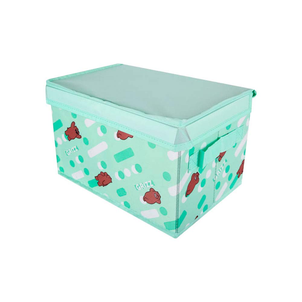 MINISO Storage Boxes for Clothes Wardrobe with Reinforced Handle We Bare Bears Organizer Box with Lid Thick Fabric Storage Box for Comforters,Blankets,Bedding,Saree,Small,Rectangular,Grizzly,Green-image-47