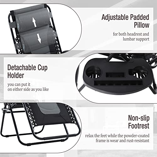 Sophia & Willliam Padded Zero Gravity Chair Recliner Lounge Chair With Free Cup Holder (Grey) #TOP4