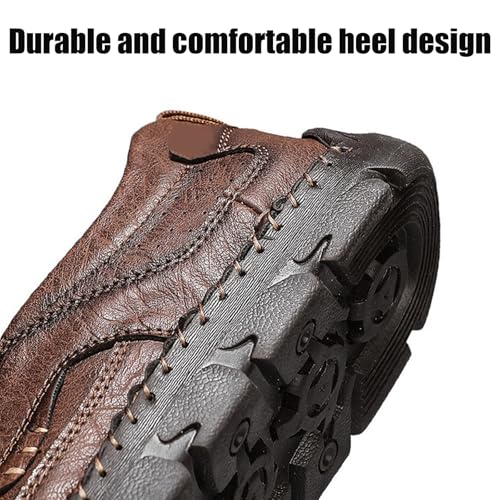 Matufit Men's Handcrafted Cowhide Orthopedic Loafers, Mens Comfortable Lightweight Non-Slip Wide Toe Box Slip-On Casual Walking Shoes for Driving Outdoor Sports 5