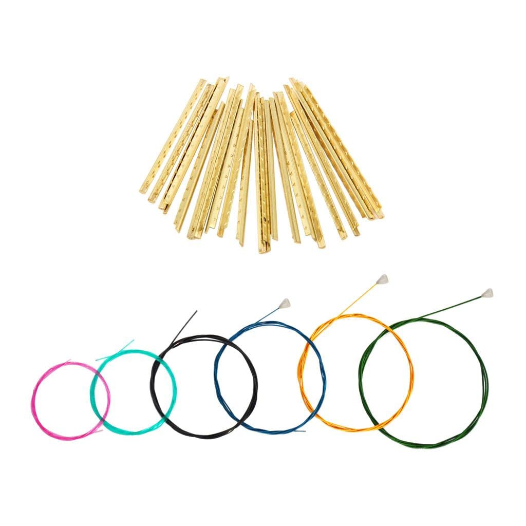 Multi Colored Classical Guitar Nylon Strings Set with 19pcs Fretwires String Instrument Parts
