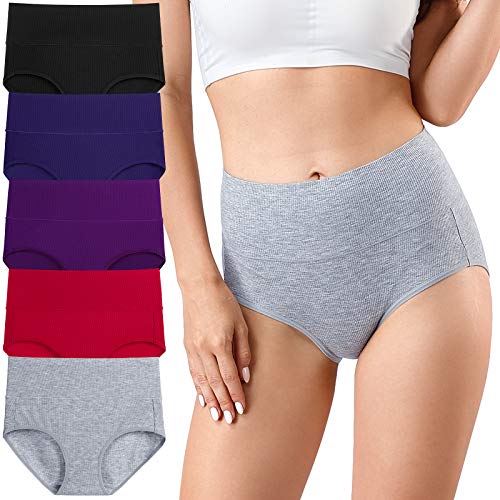Women's Cotton Underwear High Waist Underwear Soft Stretchy Ladies Panties for Women Comfortable Full Coverage Underwear Multipack