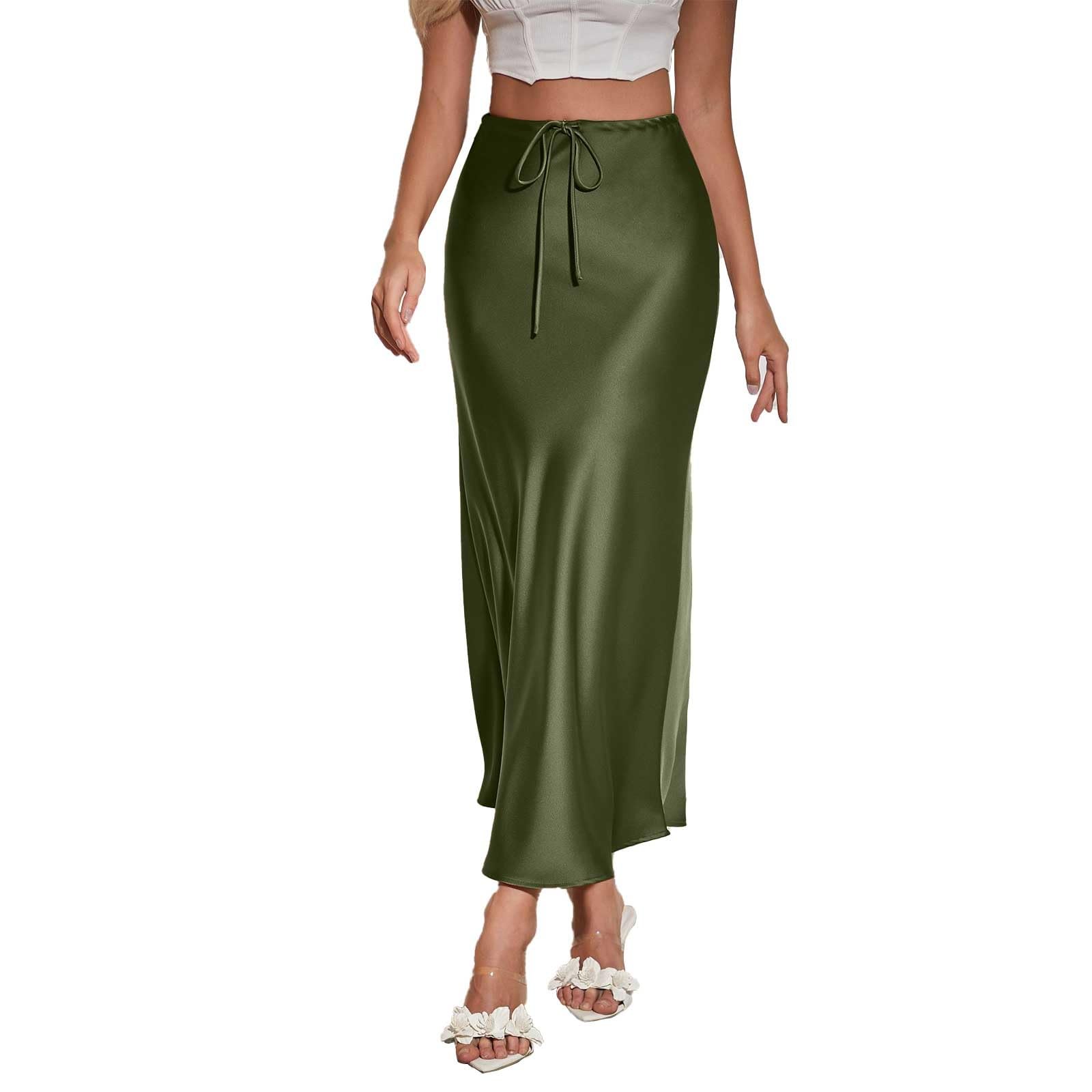 Femme Long Skirt High Waisted Drawstring Solid Color Skirt Ballerine Girl