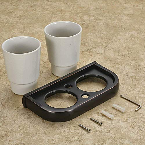 Support de brosse à dents mural noir avec double tasse verre