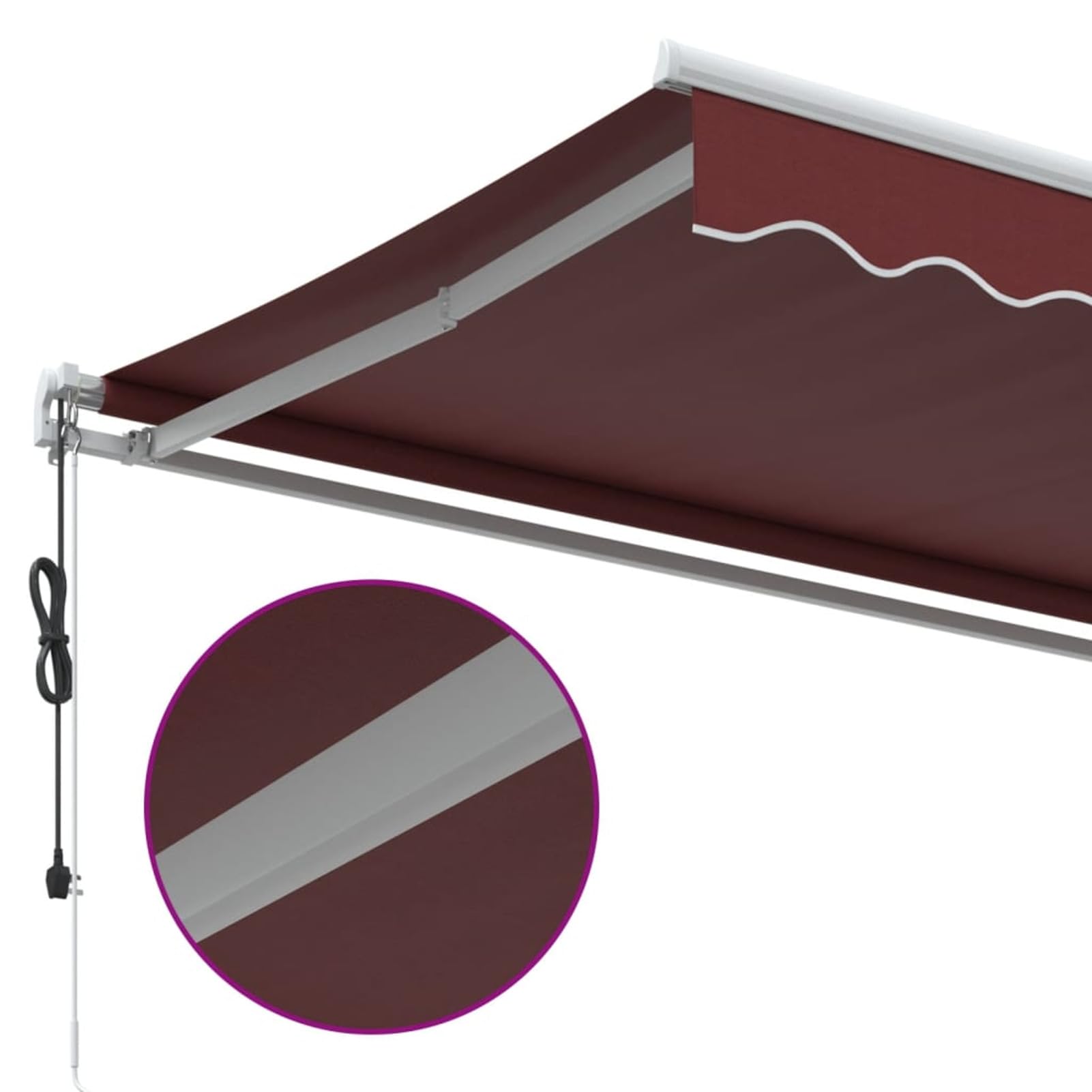 Festnight Store Banne Motorisé 6x3 Store banne Electrique avec Télécommande Auvent Rétractable à Bras Repliable pour Balcons Terrasse et Jardin-Bordeaux et blanc-600 x 300 cm