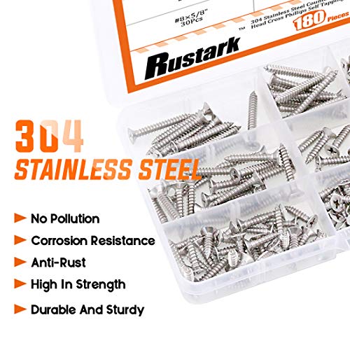 Kit de tornillos autorroscantes acero inoxidable 180 pcs miniatura 5