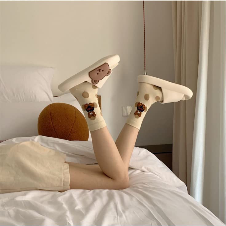 Kawaii Slipper Bear Heart Cloud Slide with Cute Socks Girls Women Home Beach Bathroom Slide Thick Platform Extra Soft4