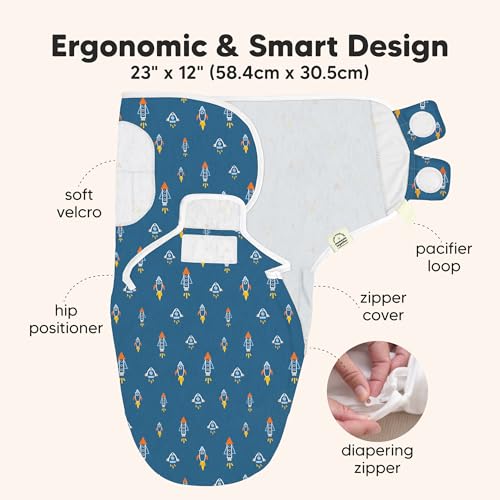 Image of Baby Swaddle Sleep Sacks with Zipper - 3-Pack Swaddles for Newborns 0-3 Months, Infant, Baby Girls, Boys, Soft & Durable Newborn Sleep Sack, Easy Diaper Change Swaddling Blanket (Cosmo, OS)