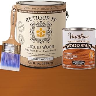 Retique It Liquid Wood - Gallon Light Wood w/Traditional Cherry Stain-Stainable Wood Fiber Paint-Put a fresh coat of wood on it (128oz LW Trad Cherry)