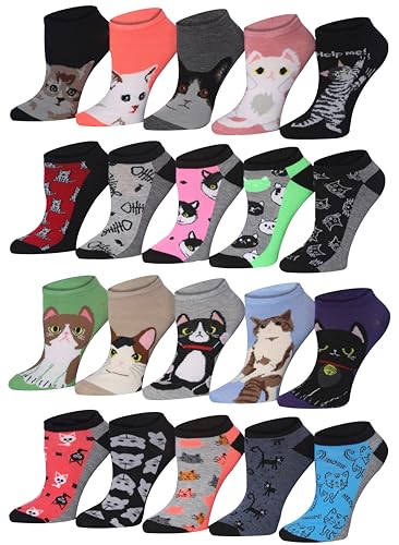 Image of Tipi Toe Women's 20 Pack Colorful Low Cut Socks - Lightweight, Breathable Design for All-Day Comfort Sizes 9-11 /10-13