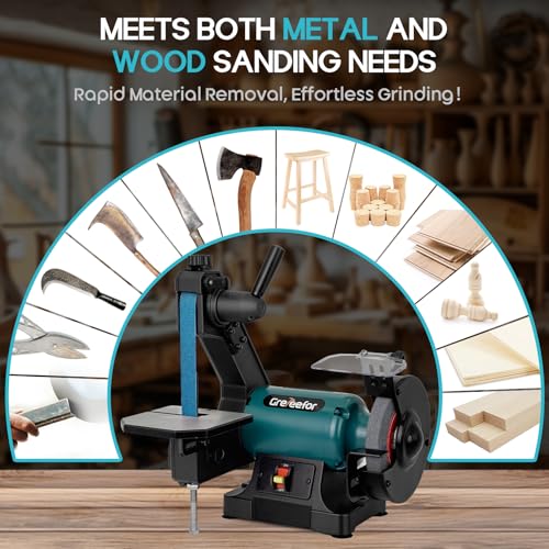 6" Bench Grinder & 1"x30" Belt Sander Combo, Bench Belt Sander & Grinder for Metalworking, Belt Grinder for Knife Making, sharpening thumbnail 6