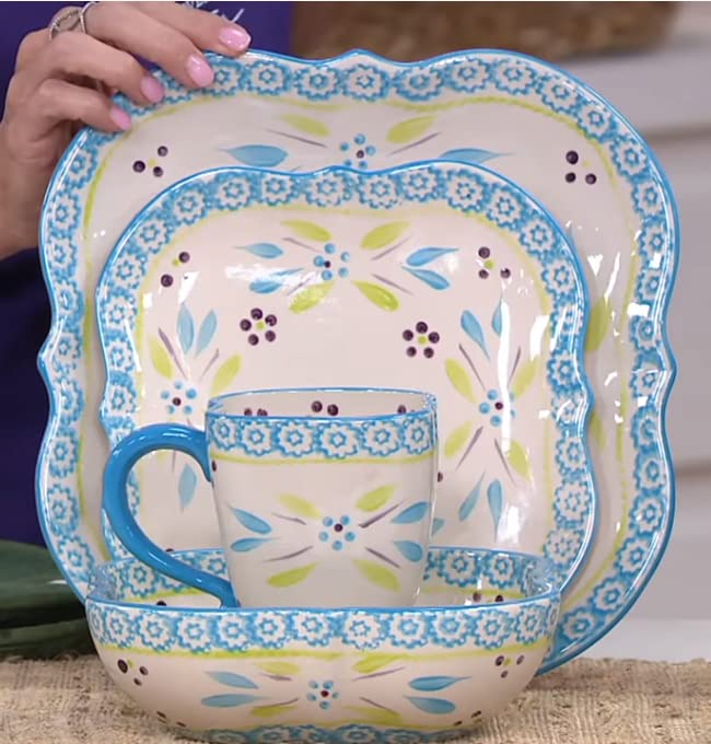 Temptations Ovenware Old World 16Pc Sculpted Square Dinnerware Set (Sculpted, Old World