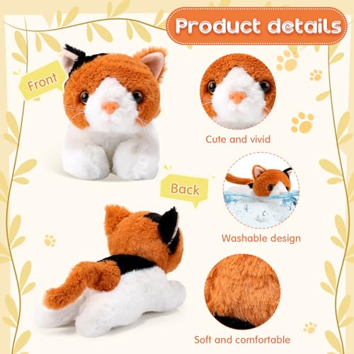 Image of 3 Pcs 9 Inch Cat Stuffed Animal Plush Gift Cute Kitten Plush Toys Small Cat Stuffed Animal Sleeping Gifts for Boys Girls Pet Party Favors(Cute Style)