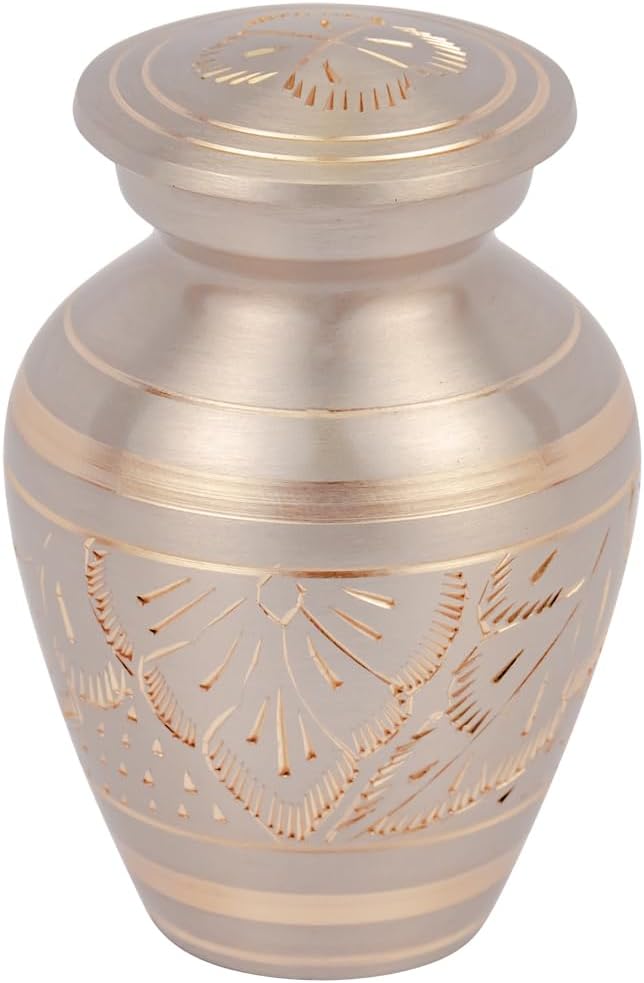 Platinum Elite Keepsake Cremation Urn for Ashes, Brass, Silver Urn, Keepsake Sized Cremation Urn, 3 Inches High