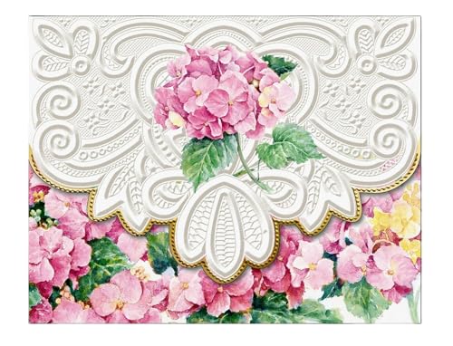 Image of Poster Foundry Set of 3 - Pink Hydrangea Portfolio Boxed Note Cards by Carol Wilson. 10 embossed 4x5 Die-Cut Notecards and Matching Envelopes in Decorative Gift Box with Magnetic Flap. NCP2022
