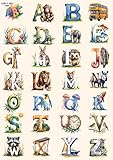 Lotti & Will RB & G ABC Poster A2 – Alphabet Lernposter mit Tieren & Fahrzeugen für Kinderzimmer, Vorschule & Kita | Pädagogische Wanddekoration, Lernhilfe ab 3 Jahren, abc poster, a b c poster