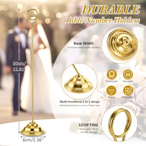 Image of 12 Pcs Table Number Holders Gold 12 Inch Metal Place Card Holders Table Number Stands Tabletop Sign Stands for Photos, Menu, Memo, Notes, Wedding, Restaurant, Banquet, Birthday