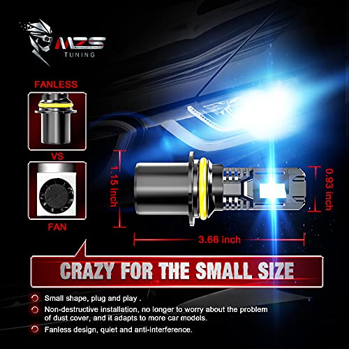 Mzs 9007 Led Headlight Bulbs, 12000Lm Wireless Instant Plug-In Hb5 Conversion Kit Extreme Small Size Fanless Design 6500K White Halogen Replacement,Pack Of 2 #TOP2