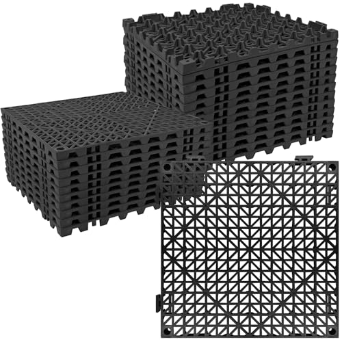 ToLanbbt Cuscino modulare ad incastro 24P, 30 x 30 cm, in gomma, con fori di scarico per pavimento, antiscivolo, per terrazza, doccia, cucina, piscina di scarico, sauna, bagno interno ed esterno