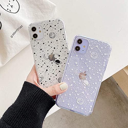 Nititop Compatible For Iphone 12 / Iphone 12 Pro Case,Clear Cute With Beautiful Star Moon Outer Space Planet Patterns For Girls Women, Soft Tpu Anti-Scratch For Iphone 12/12 Pro -White Galaxy #TOP5
