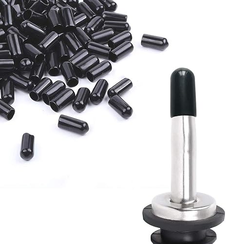 200 tapas de boquilla de licor, vertedores, tapas de goma antipolvo para botellas de licor de aceite de oliva (negro)