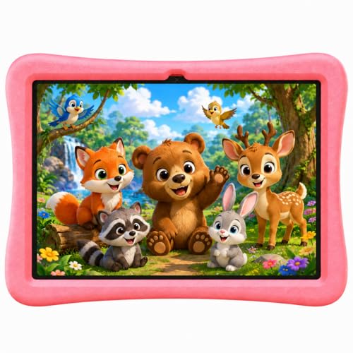 Image of SVITOO Kids Tablet 10 Inch, Android Tablets Toddler Tablet with Parental Controls, 20GB Ram 64GB ROM 1TB Expandable, Dual Camera, 6000mah WiFi 6, Shockproof Eva Case Pink