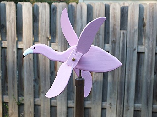 Pink Flamingo Whirligig, handmade from solid southern cypress and solid brass hardware