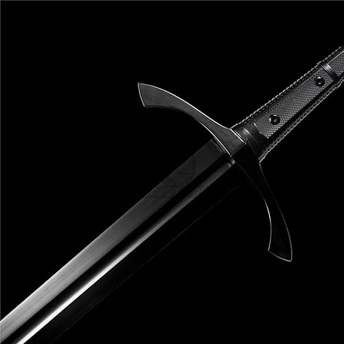 Miniatura 4 de Fidestisan Espada larga medieval Claymore de 45 pulgadas hecha a mano, espada larga real, hoja negra de espiga completa, desmontable de