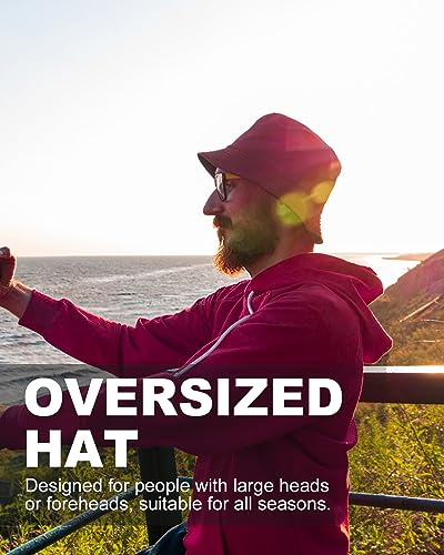 Image of XXL Oversize Bucket Hat Reversible, XL L M S Fisherman Sun Cap With Chin Strap, Travel Beach Outdoor Hat For Men Women