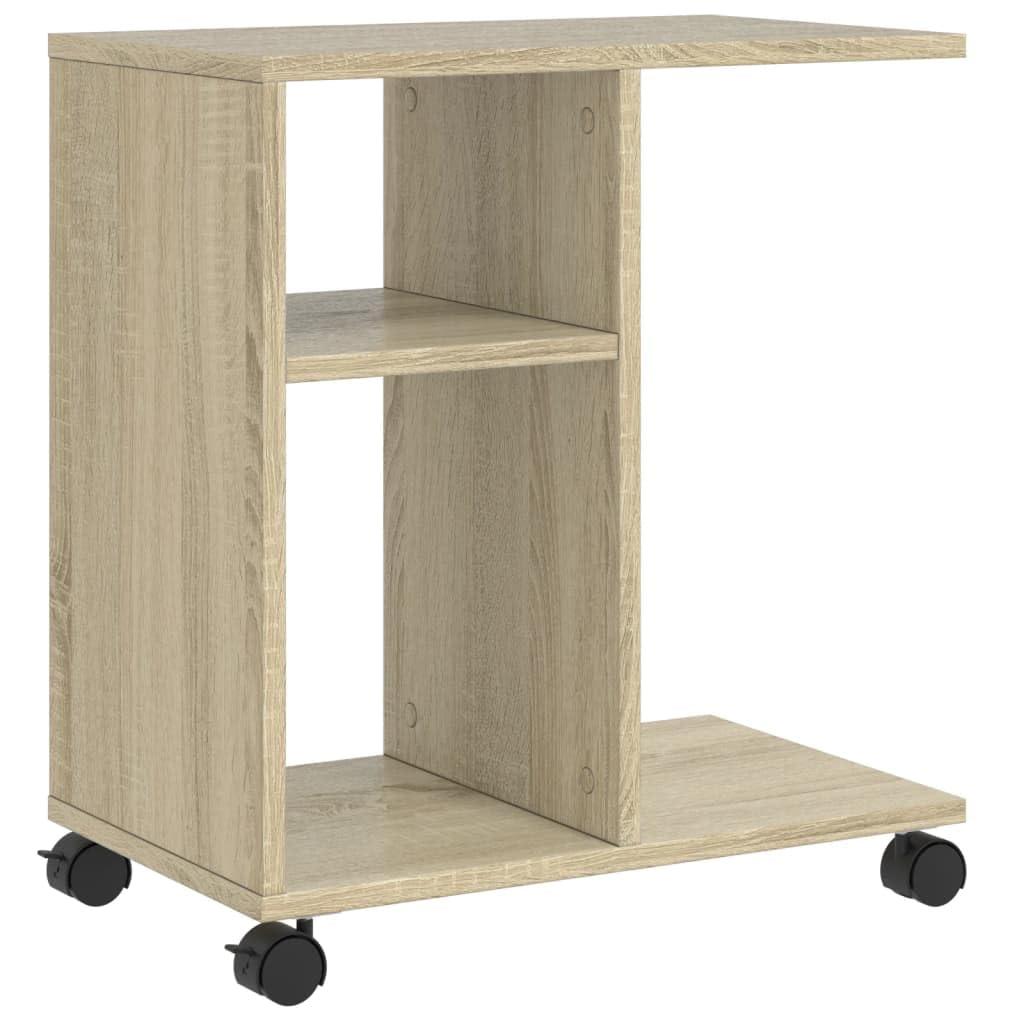 vidaXL tavolino ausiliario con ruote in legno ingegneria Sonoma 50 x 30 x 55 cm, tavolo decorativo
