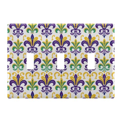 Light Switch Cover Mardi Gras Wall Plates for Electrical Outlets 3 Gang 202a8551