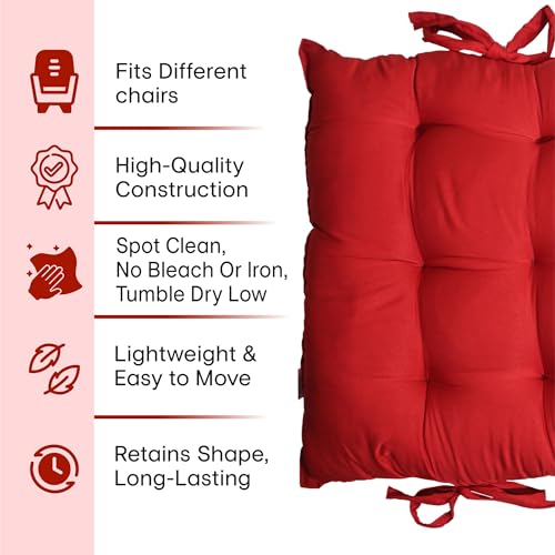 Image of Kuber Industries 18x48 Inch Microfiber Comfy Long Rocking Chair Pad /Floor Cushion with Ties | Comfortable Sitting Large Pillows Seating for Adults | Maroon