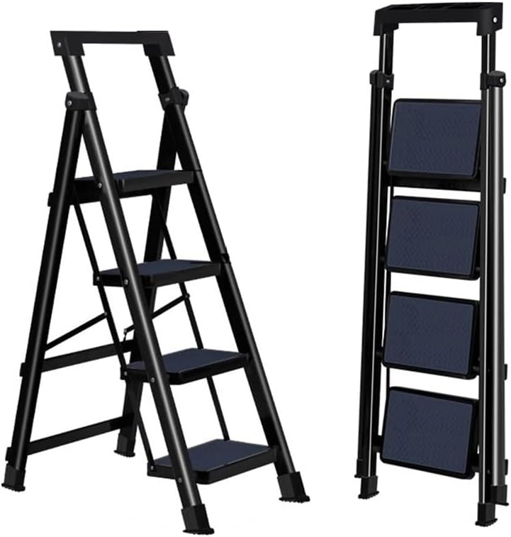 YCKEGEW Ladder Household Closet Step Stool Ladder with Anti-Slip Wide Pedals 4-Step Ladder,Tall Stepladder Lightweight,Perfect for Kitchen & Outdoor(White)
