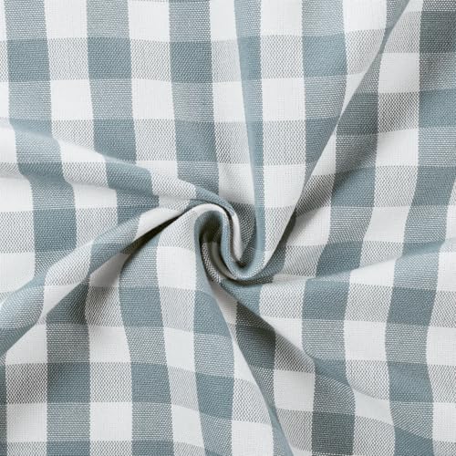 Image of TWOPAGES Pinch Pleat Cafe Curtains 30 Inch Long Buffalo Plaid Light Filtering Farmhouse Half Window Curtains for Bathroom (Light Blue Small Plaid, 26W x 30L Inches, Set of 2)