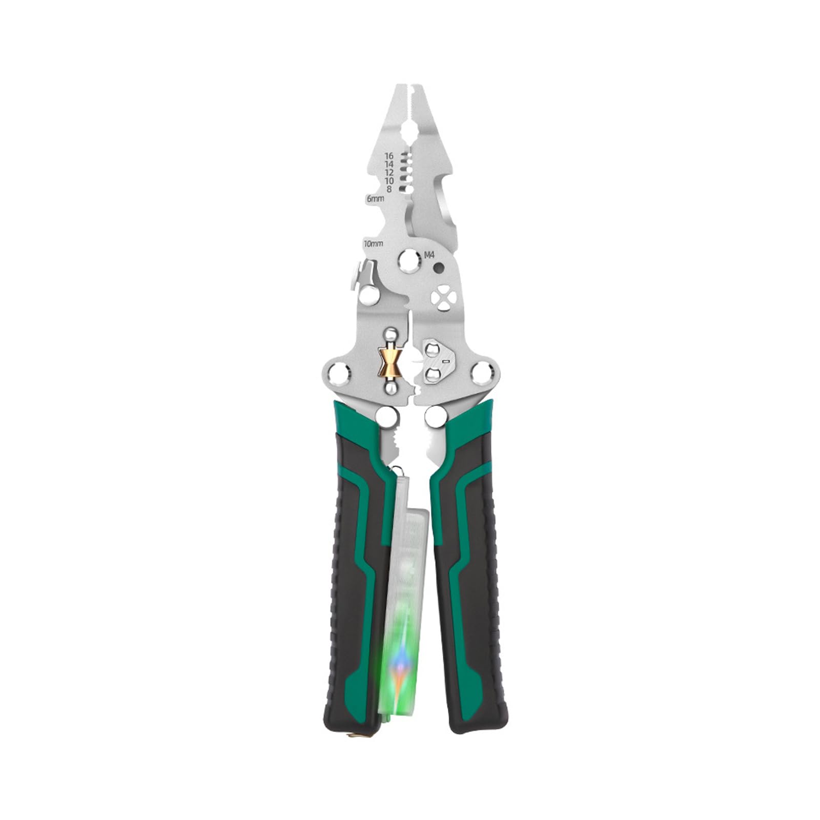 Buxuaaaa 4 In 1 Foldable Wire Stripper Tool Wire Stripper Crimper Crimping Tool Multifunctional Electrician Pliers Professional Electrical Testing Pliers