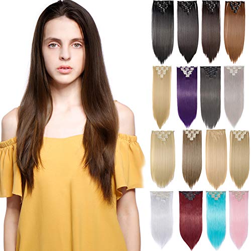 Clip in full head hair extensions 8 pieces/set synthetic fibre na…