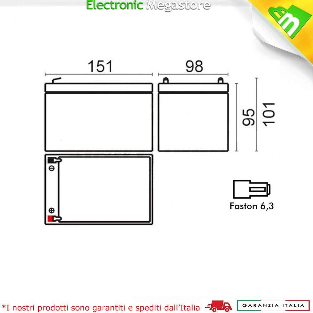 KIT 3X BATTERIA AL PIOMBO CICLICA 12V 12AH RICARICABILE PER BICI ELETTRICHE 36V 12AH