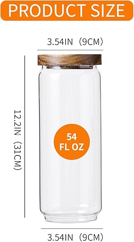 Miniatura 10 de Homtop Tarros de vidrio con tapas de madera, paquete de 6 con 112 etiquetas, recipiente de almacenamiento de alimentos de 15 onzas para café,