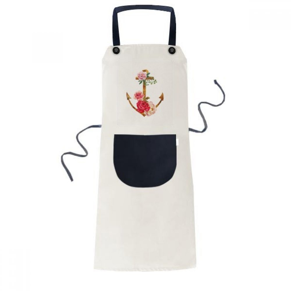 Tablier rose et ancre de cuisine DIYthinker avec grande poche centrale de 70cm x 67cm en noir