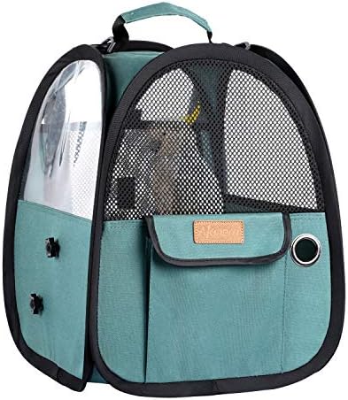Akinerri Birds Travel Carrier, Small Bird Travel Bag, Transparent Breathable Travel Cage Bird Parrot Carrier, Include Perch and Bottom Tray