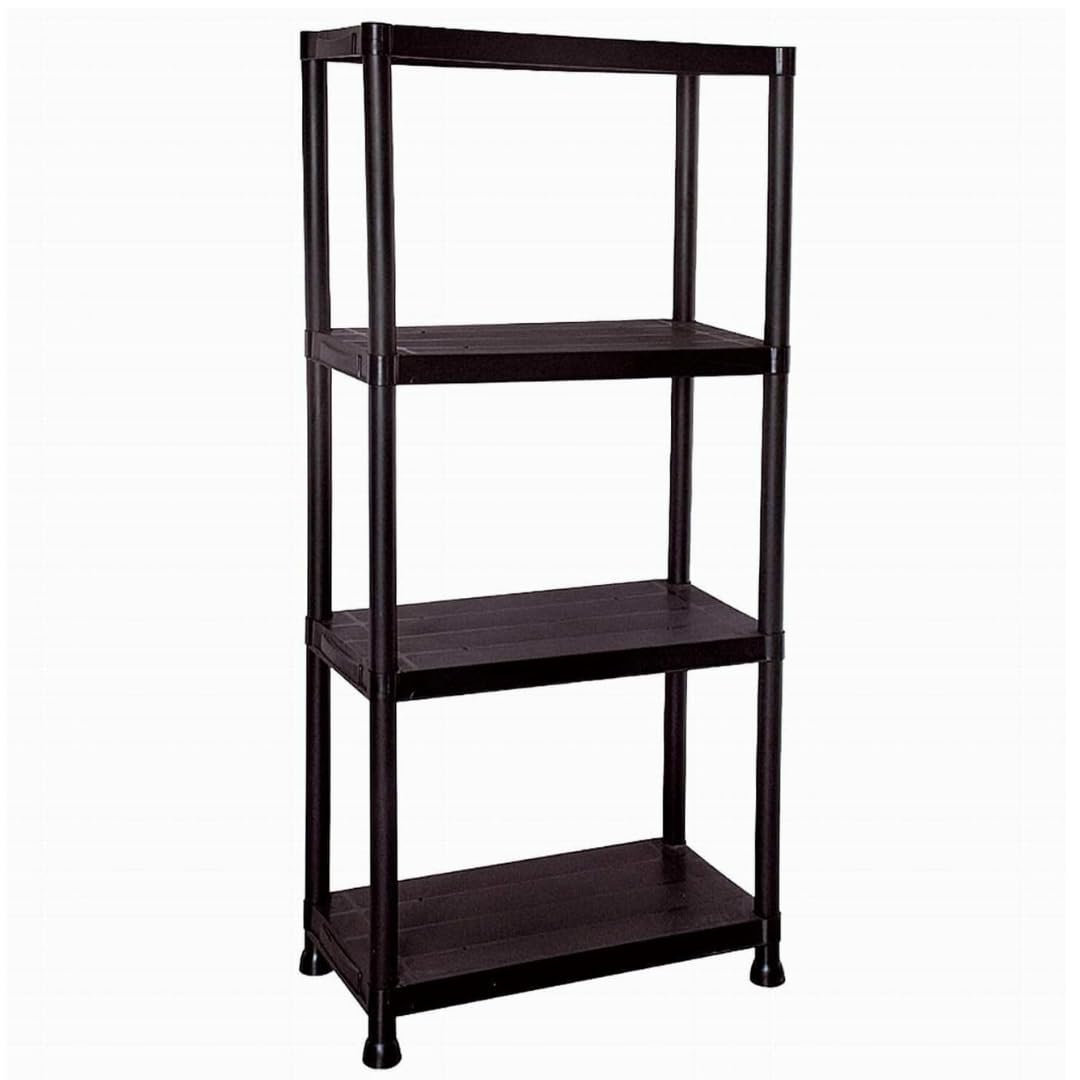 Marco Paul Interiors 4 Tier Marco Paul Plastic Shelving Unit - Garage Shelving Units - Storage Shelves - Shelving Units For Storage - Plastic Racking - Racking Shelving Unit For Warehouse, Garage, Shed And Workshop