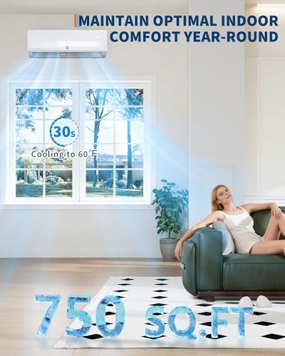 Image of Garvee 11500 BTU Mini Split AC /Heating System, 115V WIFI Enabled Energy Efficient Mini Split Unit,Wall-Mounted Split Air Conditioner,Cools Up to 750 Sq.Ft, Heat Pump & Installation Kits