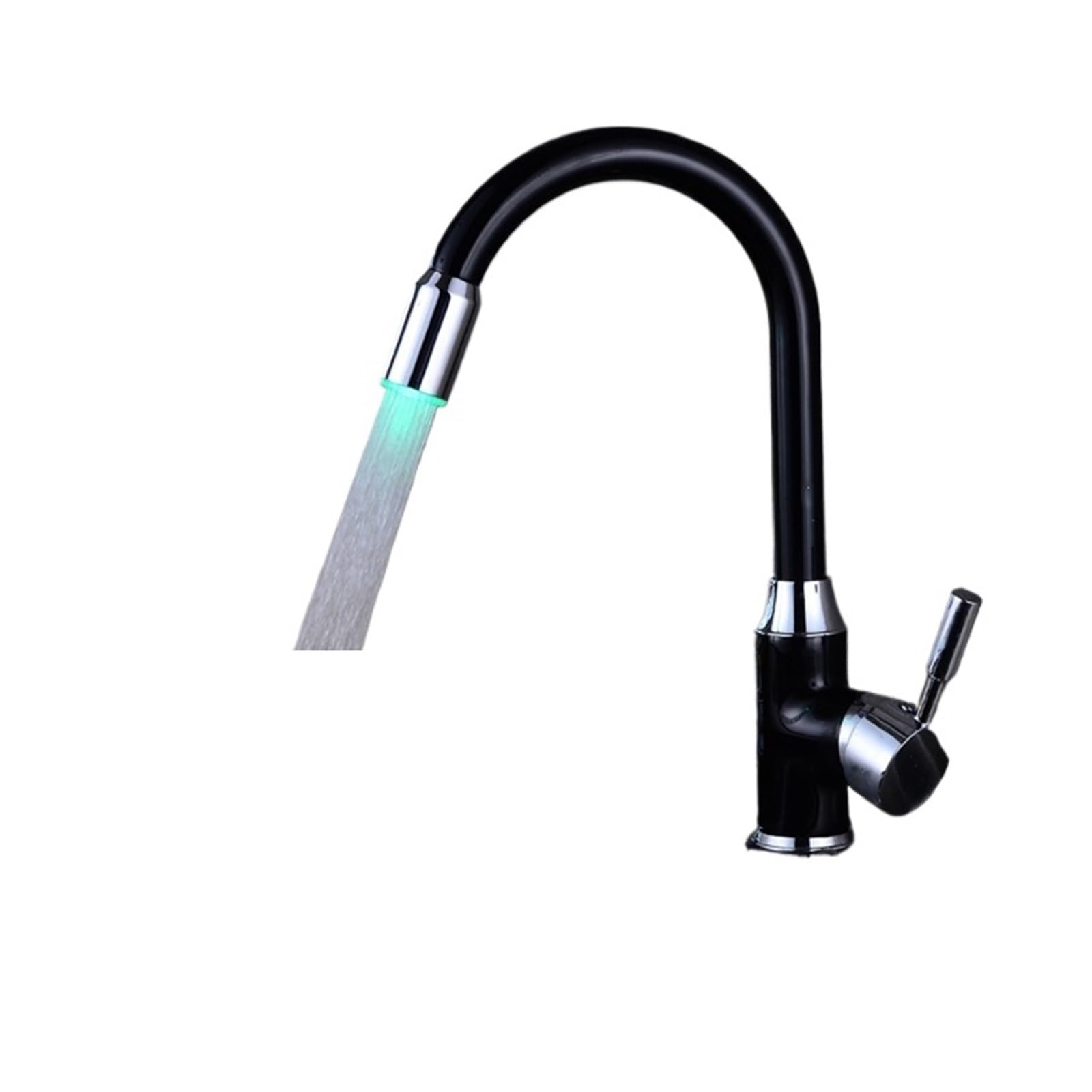 Grifo de cocina monomando negro para fregadero moderno instalado en encimera