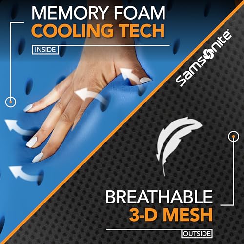 Image of SAMSONITE, Infused-Gel Car Neck Pillow with Airflow Memory Foam, Headrest Support Cushion for Driving, Universal - Fits Any Vehicle, Including SUVs and Trucks, Washable Cover, Large Size, Black