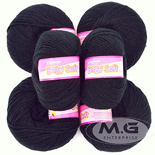 Image of Vard hman 100% Acrylic Wool Black (Pack of 10) Baby Wool Wool Ball Hand Knitting Wool /Art Craft Soft Fingering Crochet Hook Yarn, Needle Knitting Yarn Thread Dyed -S