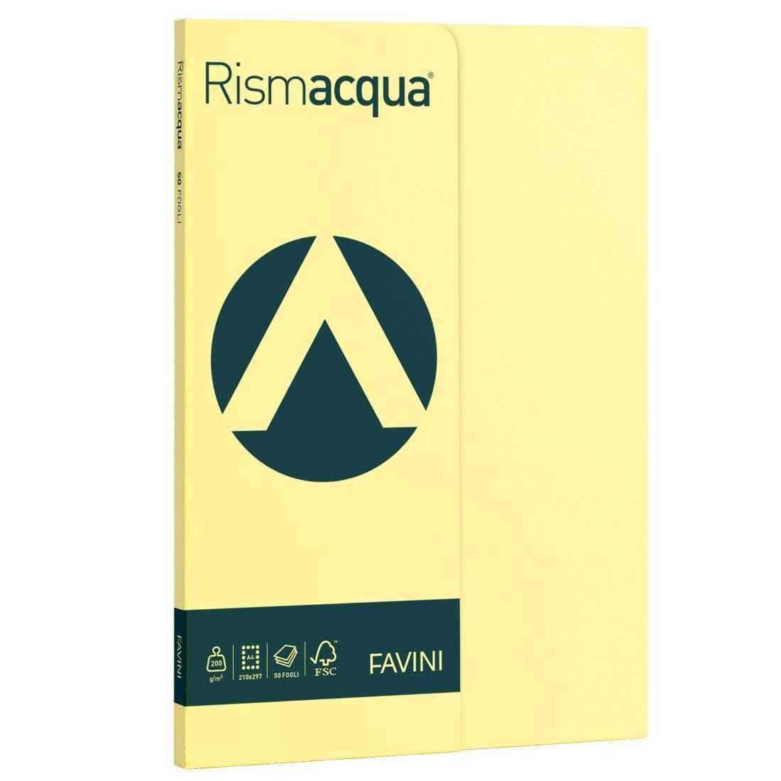 Favini Rismacqua Cartoncino GIALLO CHIARO 200gr A4 21x29,7 cm 50 sztuk Made in Italy